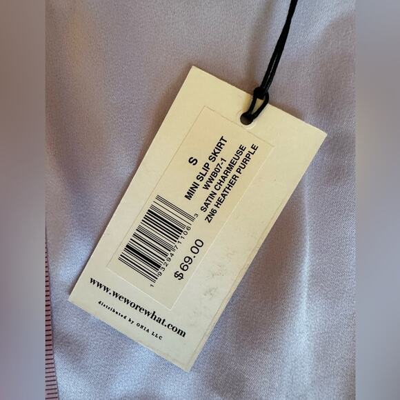 We Wore‎ What Mini Slip Satin Charmeuse Skirt Heather Purple, Size Small, NWT - Picture 6 of 13
